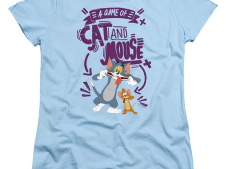 TOM AND JERRY MOVIE : CAT AND MOUSE WOMENS SHORT SLEEVE Light Blue 2X For Discount