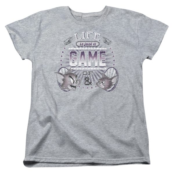 TOM AND JERRY : LIFE IS A GAME WOMENS SHORT SLEEVE Athletic Heather XL Sale