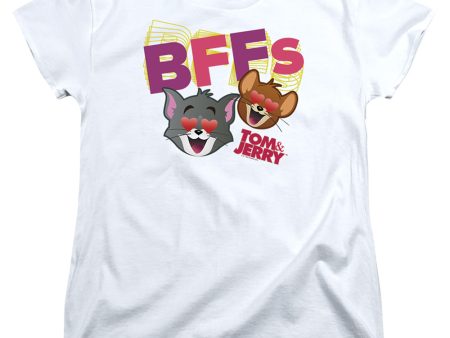 TOM AND JERRY MOVIE : BFFS WOMENS SHORT SLEEVE White 2X Cheap