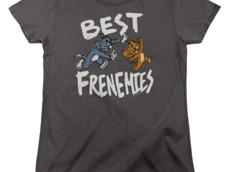 TOM AND JERRY MOVIE : BEST FRENEMIES WOMENS SHORT SLEEVE Charcoal XL Online Sale