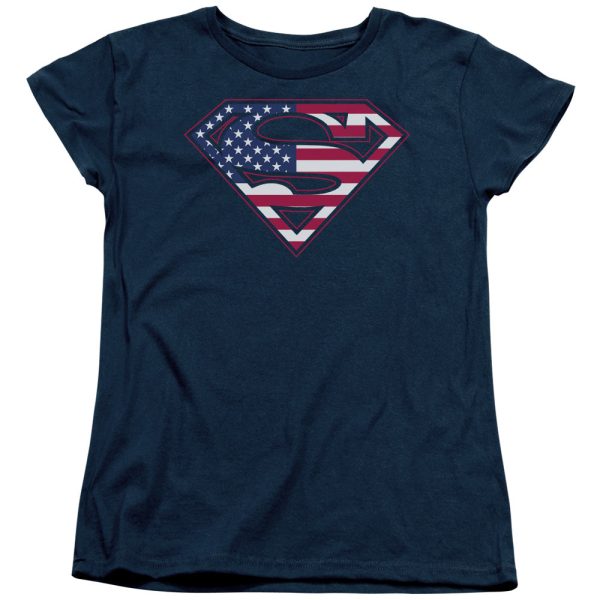 SUPERMAN : ALL AMERICAN SHIELD S\S WOMENS TEE NAVY XL For Sale