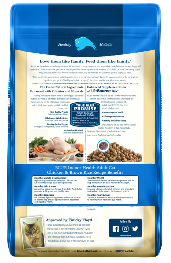 Blue Buffalo Indoor Health Natural Chicken & Brown Rice Adult Dry Cat Food Online Hot Sale