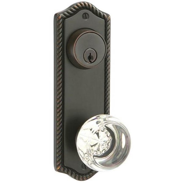 Emtek 7090BL Passage Single Keyed , Sideplate Locksets Rope 3-5 8  Center to Center Keyed , Bristol Knob Sale