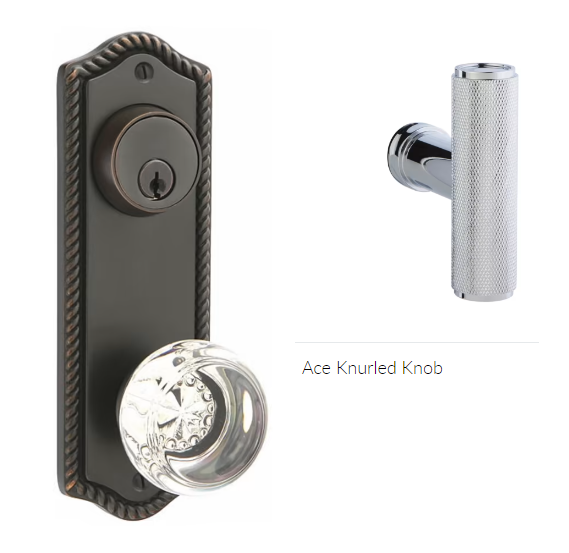 Emtek 7090ACEKN Passage Single Keyed , Sideplate Locksets Rope 3-5 8 , The Ace Knurled Knob Fashion